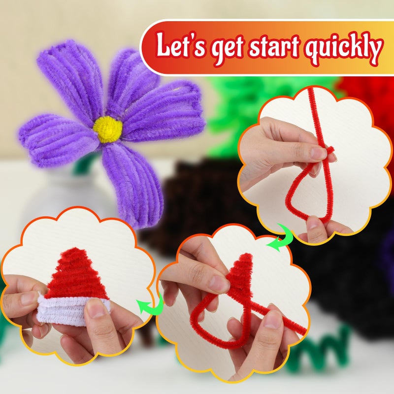 Mnuizu 200pcs Pipe Cleaners,Pipe Cleaners Chenille Stems for Craft, Fuzzy Sticks Christmas Craft Supplies for DIY Art & Creative Crafts Decorations(Red) - Image 5